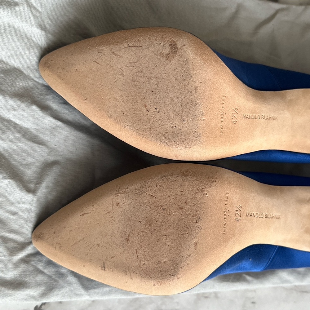 Manolo Blahnik Hangisi Blue Satin Heels with Crystal Buckle, Hangisi Pumps, 42.5 - Picture 7 of 16